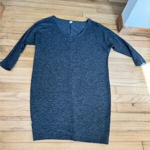 Old Navy Dark Gray 3/4 Sleeve T-Shirt Sweater Dress